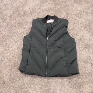 Athleta Goose Down Quilted Puffer Full Zip Vest Muted Green Women’s M